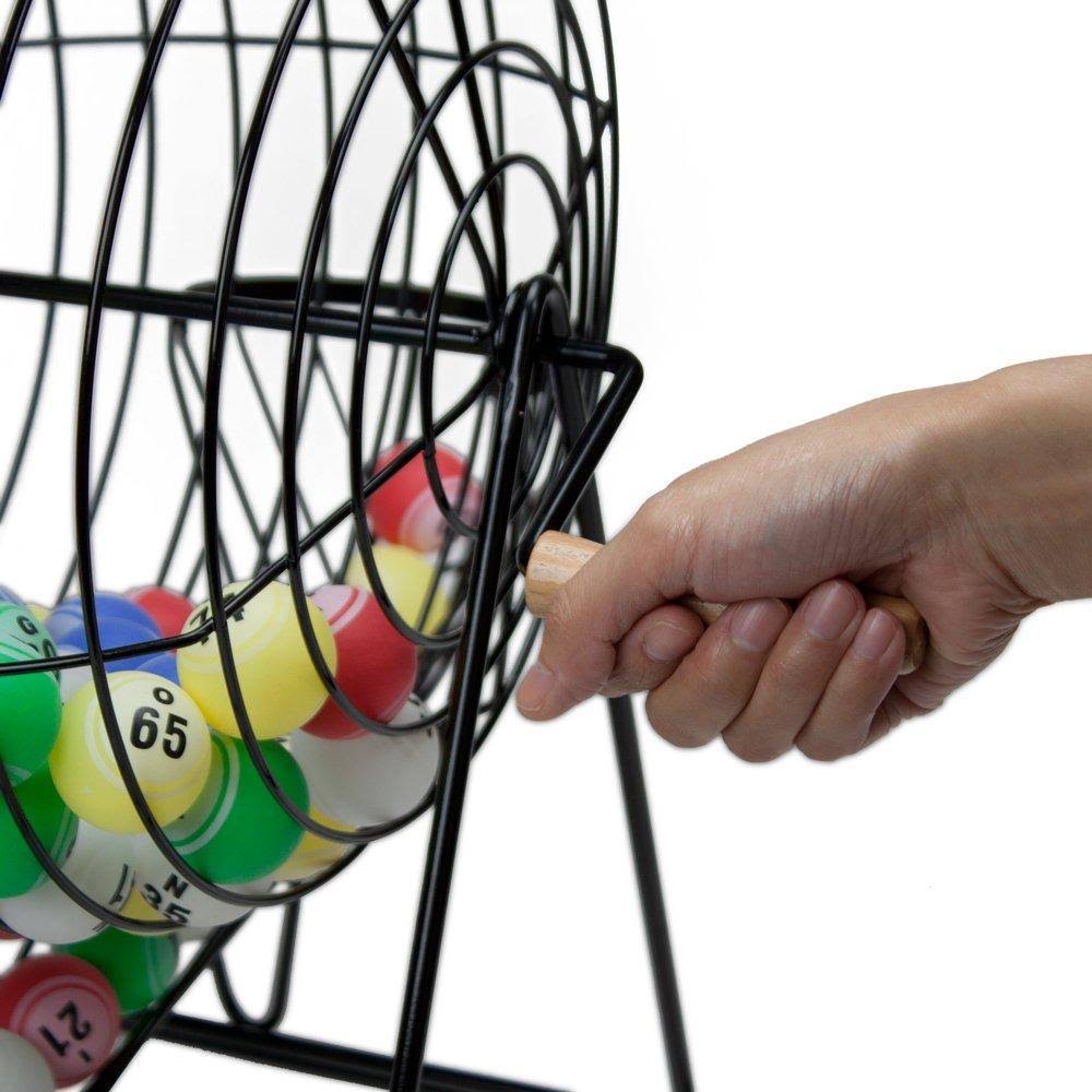 Professional Bingo Set W- 19x22 Cage, 1.5x22 Balls, u0026 Wood Board