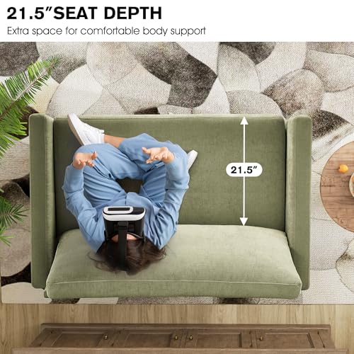51" Loveseat Sleeper Sofa Bed, Chenille Convertible Floor Sofa Bed for Small Spaces, Folding Couch Bed with Deep Seat, 2 Pillows & Solid Frame