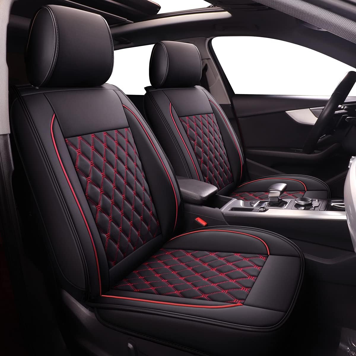 OSEHYL Car Seat Covers Luxury Leather Protector Universal Fit Full Set Upgraded Waterproof Breathable Full Coverage Wear-Resistant Non-Slip Vehicle