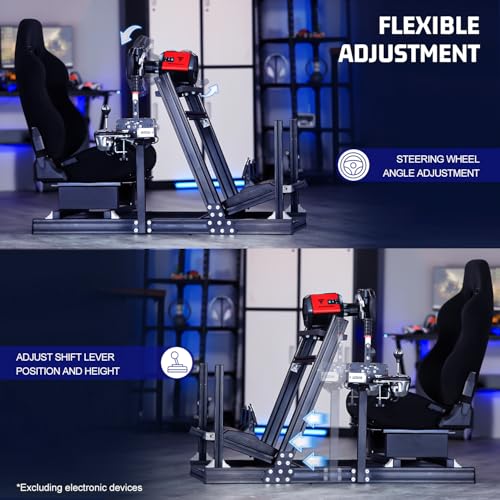 Marada Aluminum Profile Racing Simulator Cockpit with Seat, Unlimited Adjustment, Fit for Thrustmaster/Fanatec/Moza/Logitech G29 GPro,Sim Frame 8040
