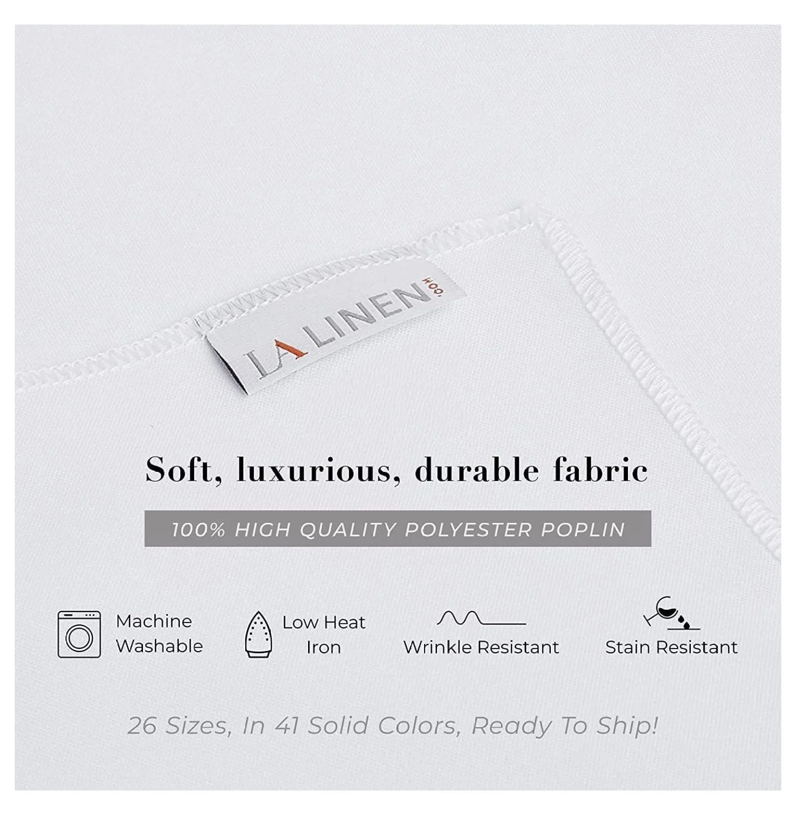 Polyester Poplin Washable Rectangular Tablecloth, Stain and Wrinkle Resistant Table Cover 90x156, Fabric Table Cloth for Dinning, Kitchen, Party