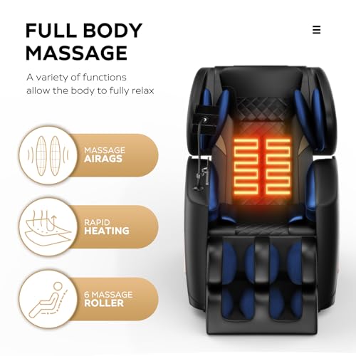Massage Chair, 3D Massage Chair Full Body, Zero Gravity Shiatsu Massage Chair Recliner W/Heating,Foot Rollers,Bluetooth Speaker