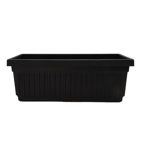 The HC Companies 30 Inch Venetian Rectangular Window Planter Box - Lightweight Plastic Indoor Outdoor Plant Pot with Drainage for Windowsill, Herbs