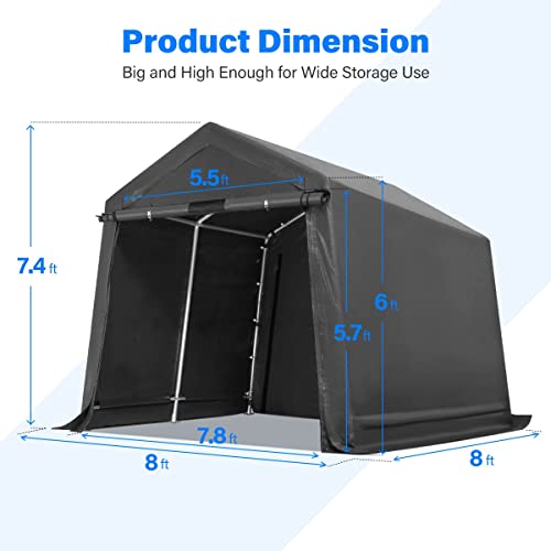 ADVANCE OUTDOOR 10x10 ft Heavy Duty Outdoor Patio Portable Canopy Storage Shelter Shed Carport with 2 Roll up Zipper Doors & Vents for Snowmobile