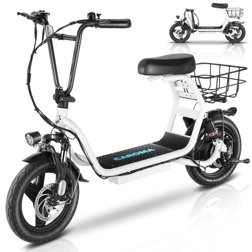 Caroma Peak 500W/800W/1200W Electric Scooter with Seat for Adults,up to 30 Miles&20MPH, 14" Fat Tire