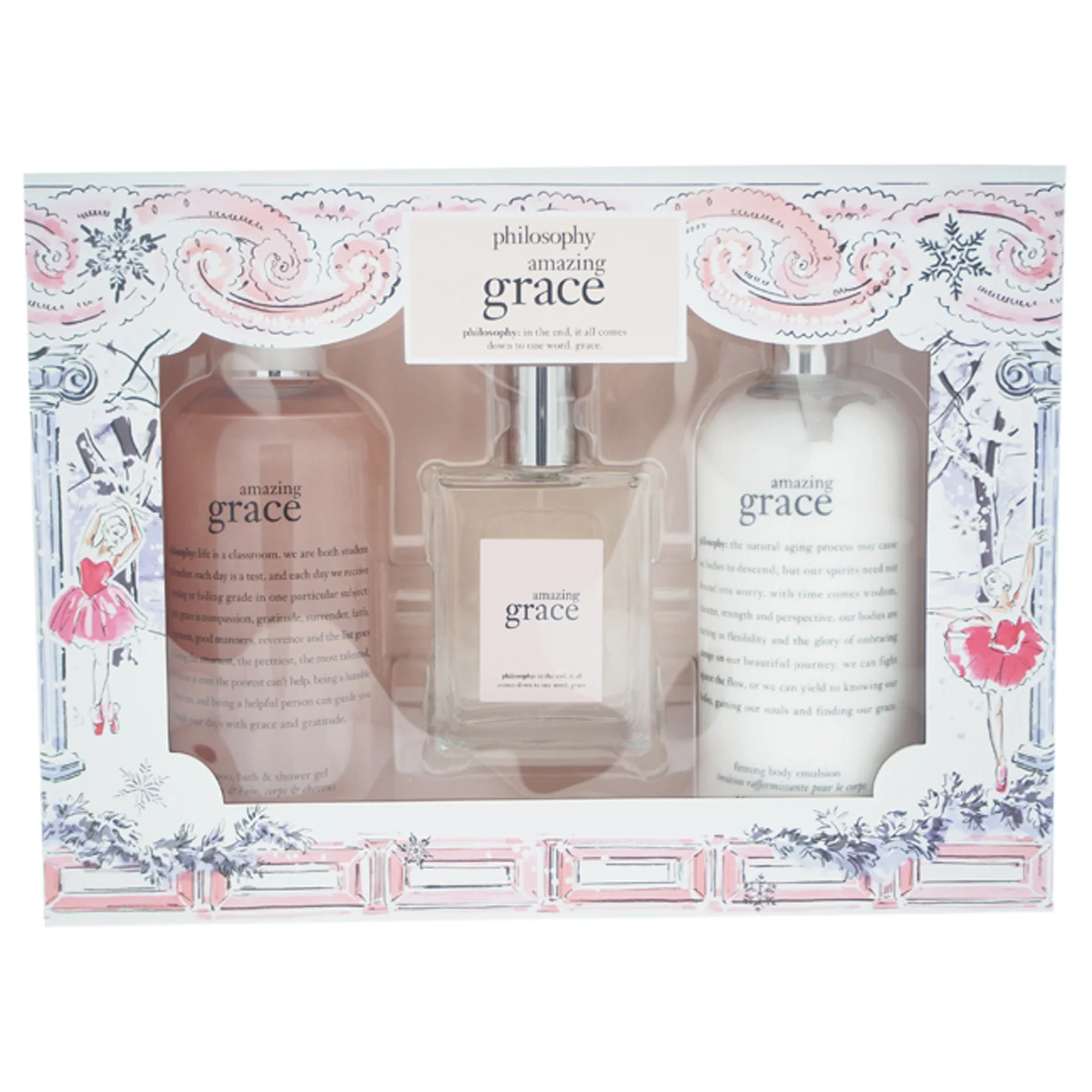 Philosophy Amazing Grace Jumbo Set by Philosophy for Women - 3 Pc Gift Set 4oz EDT Spray, 16oz Shampoo Bath & Shower Gel, 16oz Firming Body Emulsion