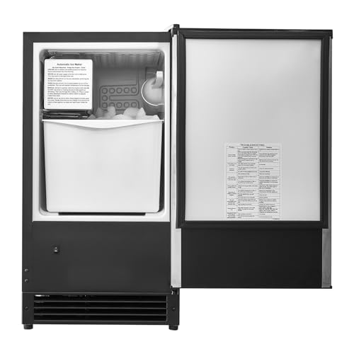 VEVOR Under Counter Ice Maker Machine, Crescent Ice, 25 Lbs/Day Stainless Steel Built in Ice Maker with Reversible Door