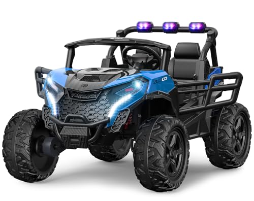 24V 2 Seater Ride on Car Truck, 4x200W, EVA Tires, 4WD/2WD, Rainbow Lights, Remote Control, Shock Absorbers, Bluetooth