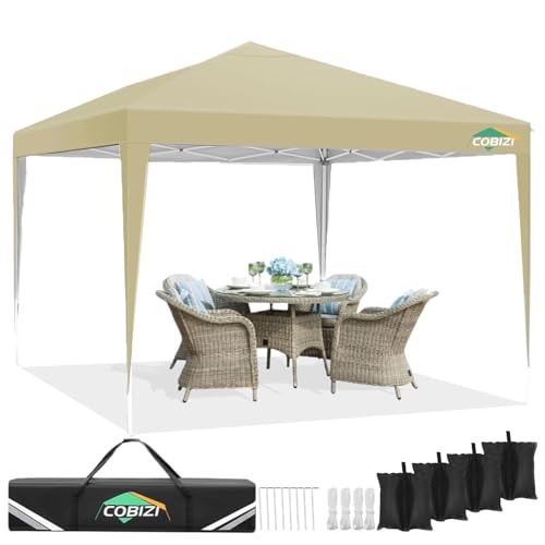 COBIZI 10x10 Pop up Canopy Tent Protable Canopy Tent with 4 Sidewalls Waterproof Commercial Instant Shelter for Parties, Wedding