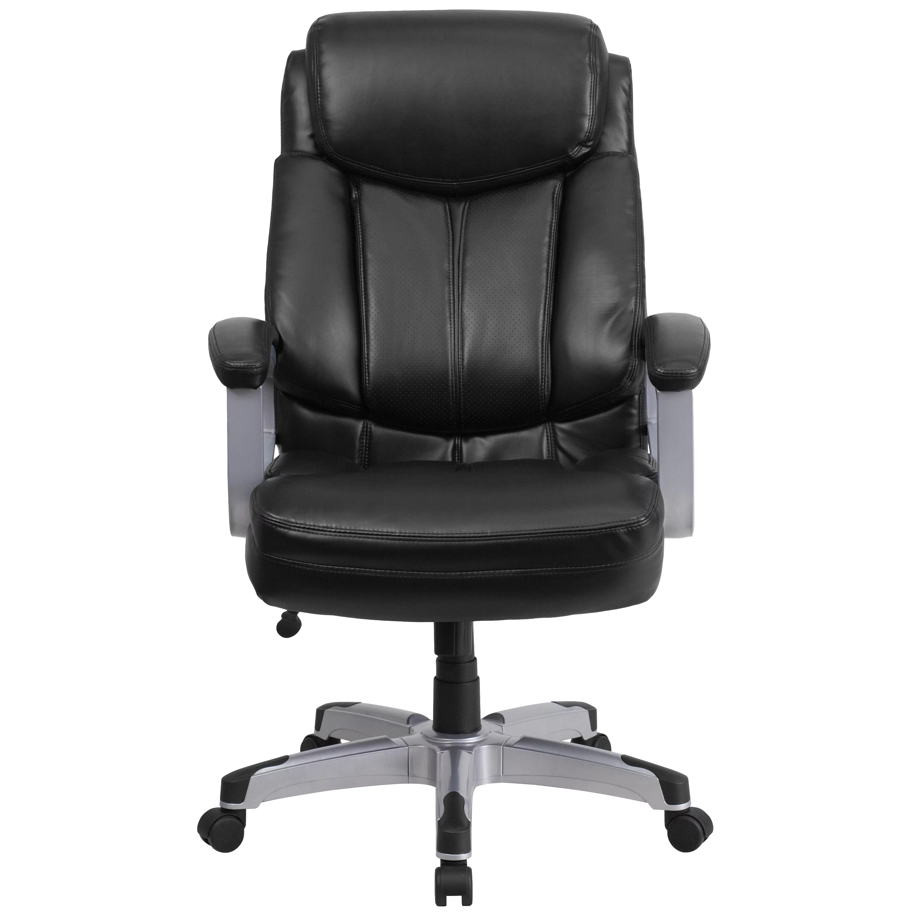 BizChair Big & Tall 500 lb. Rated Black LeatherSoft Executive Swivel Ergonomic Office Chair with Arms