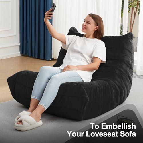 Bean Bag Chairs for Adults Giant Bean Bag Chair Memory Foam BeanBag Chair Big Bean Bag Sofa with Filler Faux Fur Fireside Beanbags Lazy Sofa for