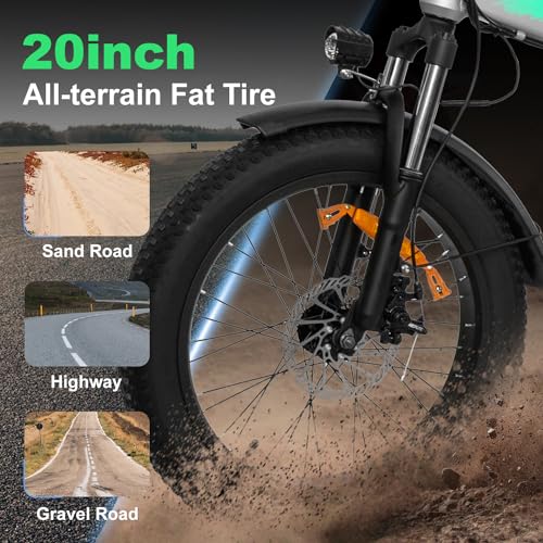 VICTRIP Electric Bike for Adults 20.8Ah Battery 75+ Long Range 4-6Hours Fast Charging 500W 24.8Mph 7 Speed 20 x 3.0 Fat Tire LCD Display Electronic