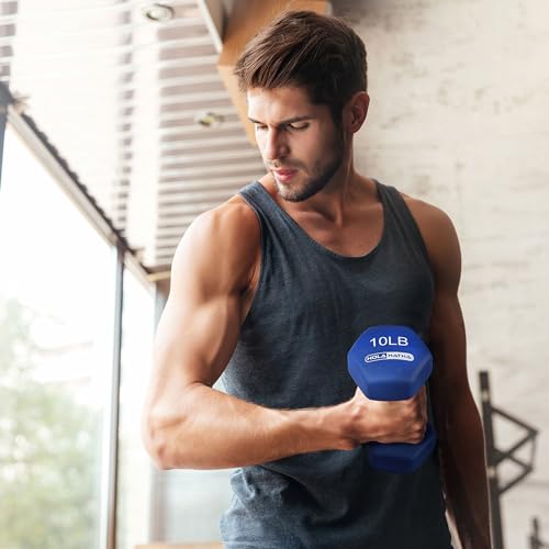 HolaHatha Neoprene Dumbbell Free Hand Weight Set with Rack, Ideal for Home Exercises to Gain Tone and Definition