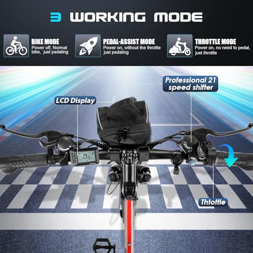 Vivi Electric Bike for Adults 750W Peak Folding Electric Mountain Bike 26'' Commuter Ebike 22MPH Adult Electric Bicycles with Removable Battery