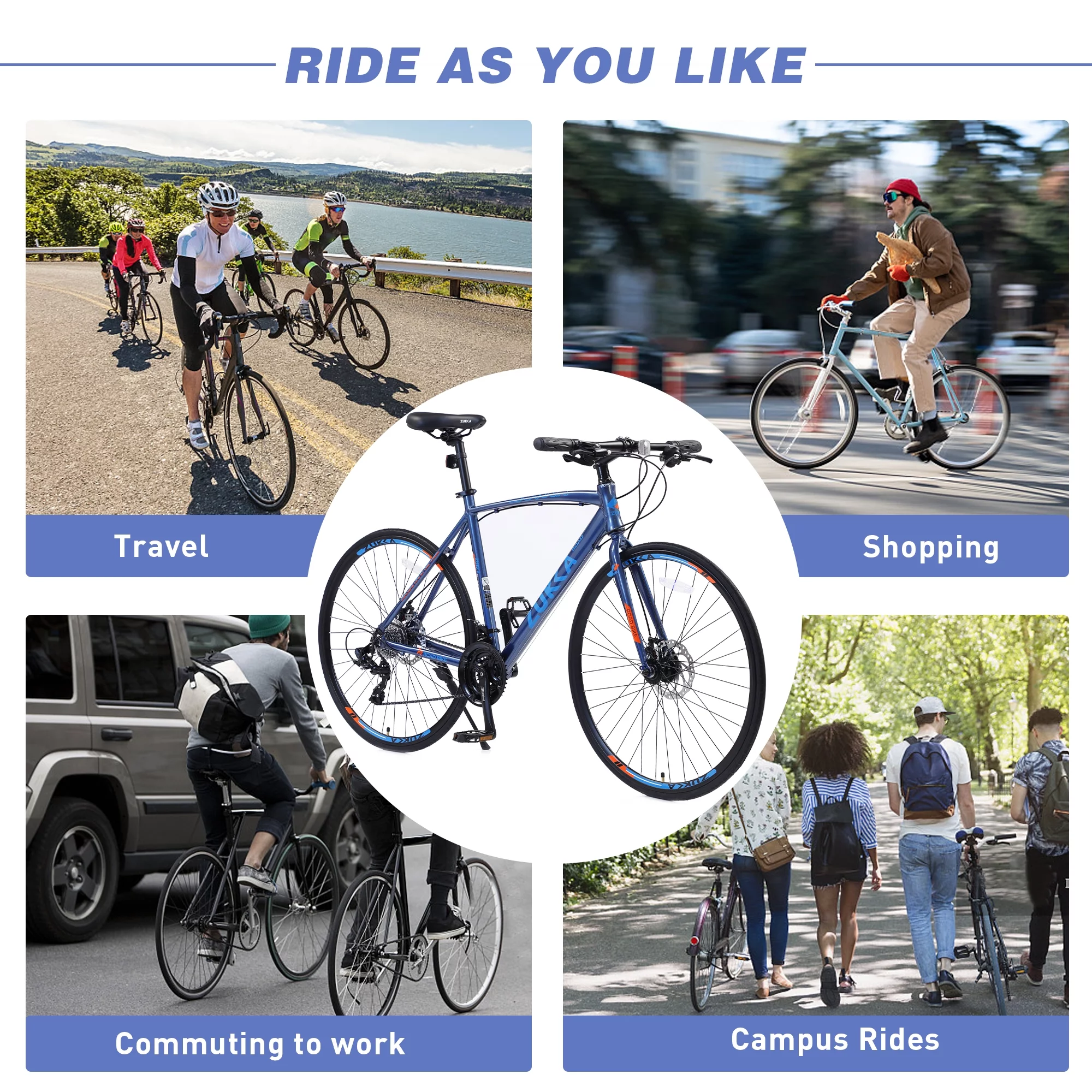 24in Hybrid Road Bike 24 Speed Disc Brakes Lightweight Frame City Commuter Bike for Men/Women