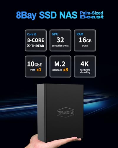 TERRAMASTER F4 SSD NAS Storage - 4Bay All SSD NAS Server N95 QuadCore CPU, 8GB DDR5 RAM, 5GbE Port