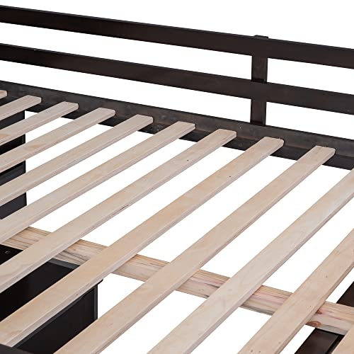 Harper & Bright Designs Full Loft Bed with Desk and Wardrobe,Solid Wood Loft Bed Frame Full with Storage Drawers for Kids Teens Adults