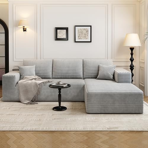107.5" Cloud Modular Sectional Sofa with 1 Ottoman,Modern Minimalist Upholstered Couches, Comfort U Shaped Sofa for Living Room