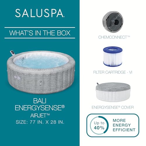 Bestway SaluSpa St Moritz Large Round AirJet 7 Person Inflatable Hot Tub Portable Outdoor Spa with 180 Soothing AirJets and Cover, Brown
