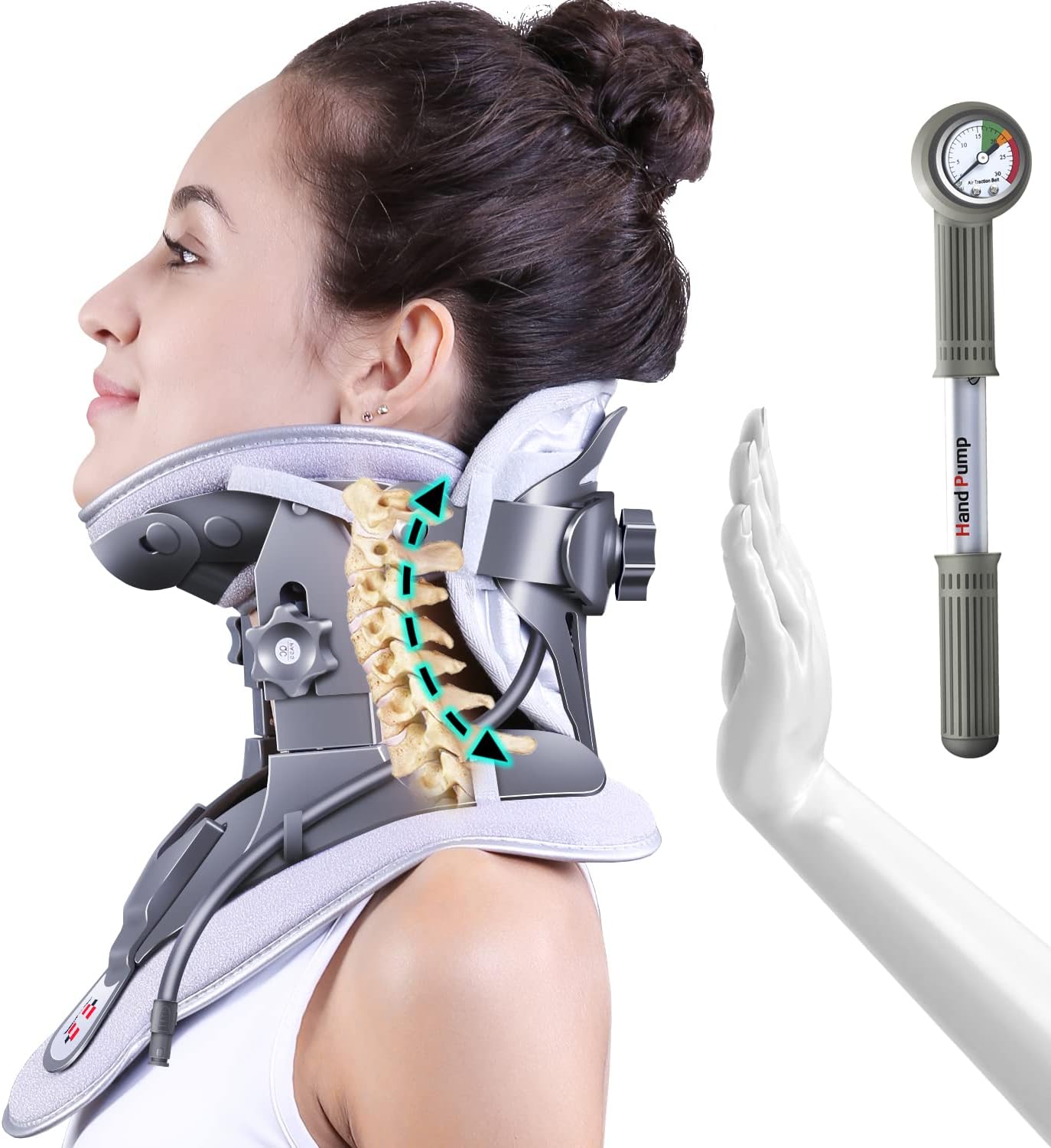 Cervical Neck Traction Device with 3 Power Tractions and 8 Built-in Airbag Support, Adjustable Cervical Traction Device