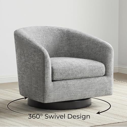 CHITA Swivel Accent Chair, FSC Certified Upholstered Fabric Barrel Chair for Living Room, Fully Assembled, Flax Beige