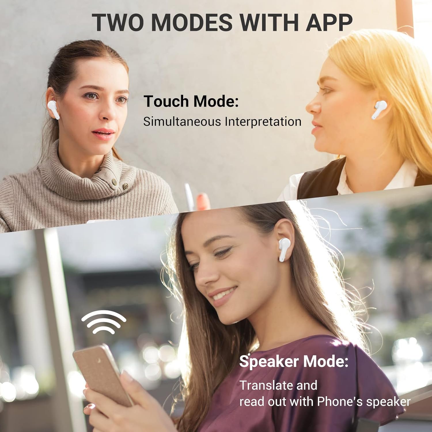 Xupurtlk Language Translator Earbuds 71 Language & 56 Accents Instant Voice Language Translator with Bluetooth & APP for Translating and Music and