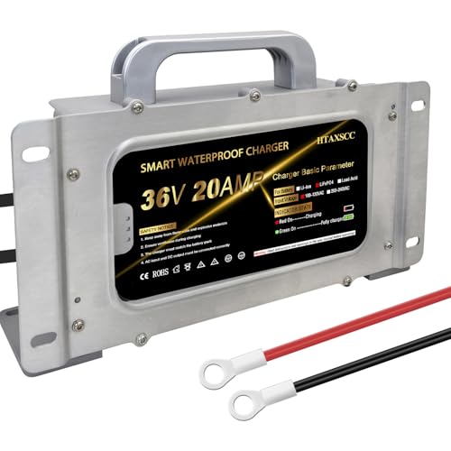 43.8V 20A Lithium Onboard Battery Charger for 36V (38.4V) 12S LiFePO4 Battery, IP67 Waterproof Smart Charger for Golf Cart RV Truck Boat Home