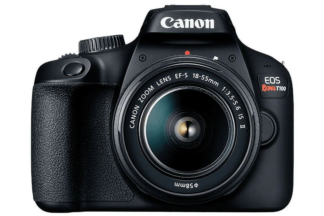 Canon EOS Rebel T100 / 4000D DSLR Camera with 18-55mm Lens + 64GB Memory Card + Case + Card Reader + Flex Tripod + Hand Strap + Cap Keeper + Memory