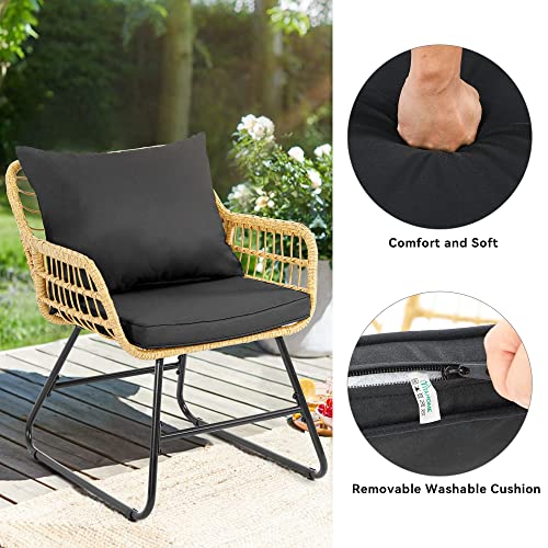 YITAHOME 4-Piece Patio Furniture Wicker Outdoor Bistro Set, All-Weather Rattan Conversation Loveseat Chairs for Backyard