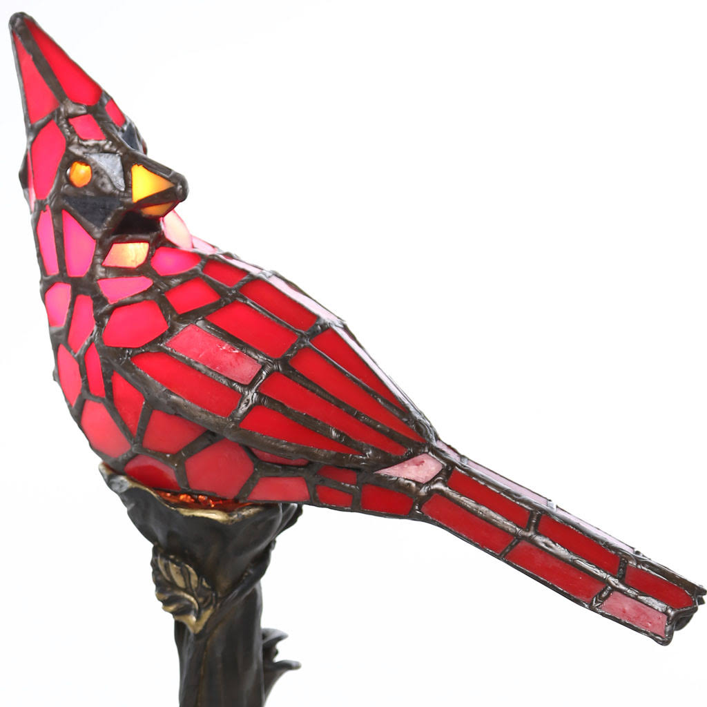 River of Goods 13.5x22 Tall Stained Glass Cardinal Accent Lamp, Red