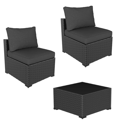 Aoxun 7 Piece Patio Furniture Set Wicker Rattan Patio Sectional Sofa Set Outdoor Seating Furniture with Thickened Cushion, Grey