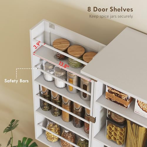 HOMCOM 72" Farmhouse Kitchen Pantry Cabinet, Freestanding Tall Storage Cabinet with 4 Barn Doors, 4 Adjustable Shelves and 8 Door Shelves