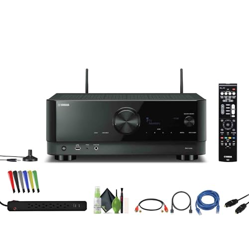 Yamaha RX-V4A 5.2-Channel Surround Sound Network AV Receiver with MusicCast Built-in Wi-Fi and Bluetooth Streaming Home Theater System Bundle with