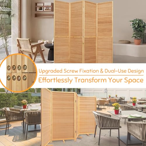Bamboo Room Divider Folding Privacy Screens, Wall Divider for Room Separation, Portable Room Partitions and Dividers