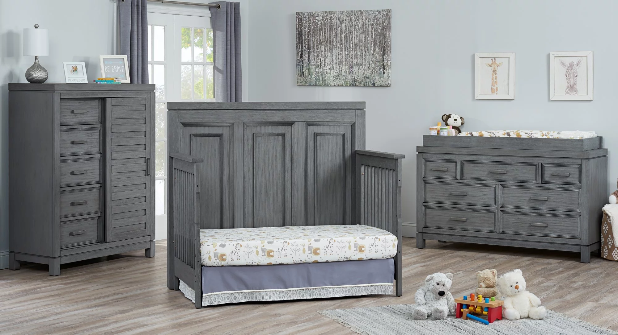 Soho Baby Manchester 4-in-1 Convertible Crib, Rustic Gray, GreenGuard Gold Certified