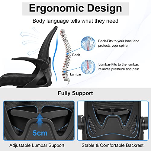 Primy Drafting Chair Tall Office Chair with Flip-up Armrests Executive Ergonomic Computer Standing Desk Chair with Lumbar Support and Adjustable