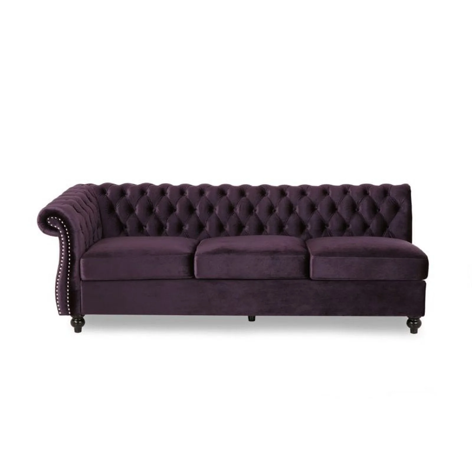 Pemberly Row 7 Seat Velvet Tufted Chesterfield Sectional in Blackberry