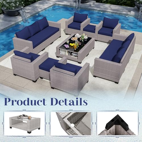 KIGOTY Patio Furniture Set 7 Pieces Conversation Sets, Outdoor Sectional Sofa