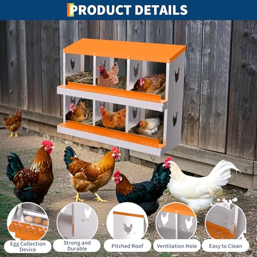 Garvee Chicken Nesting Box with Removable Tray, 8 Compartment Nesting Boxes for Chickens, Easy to Clean and Install