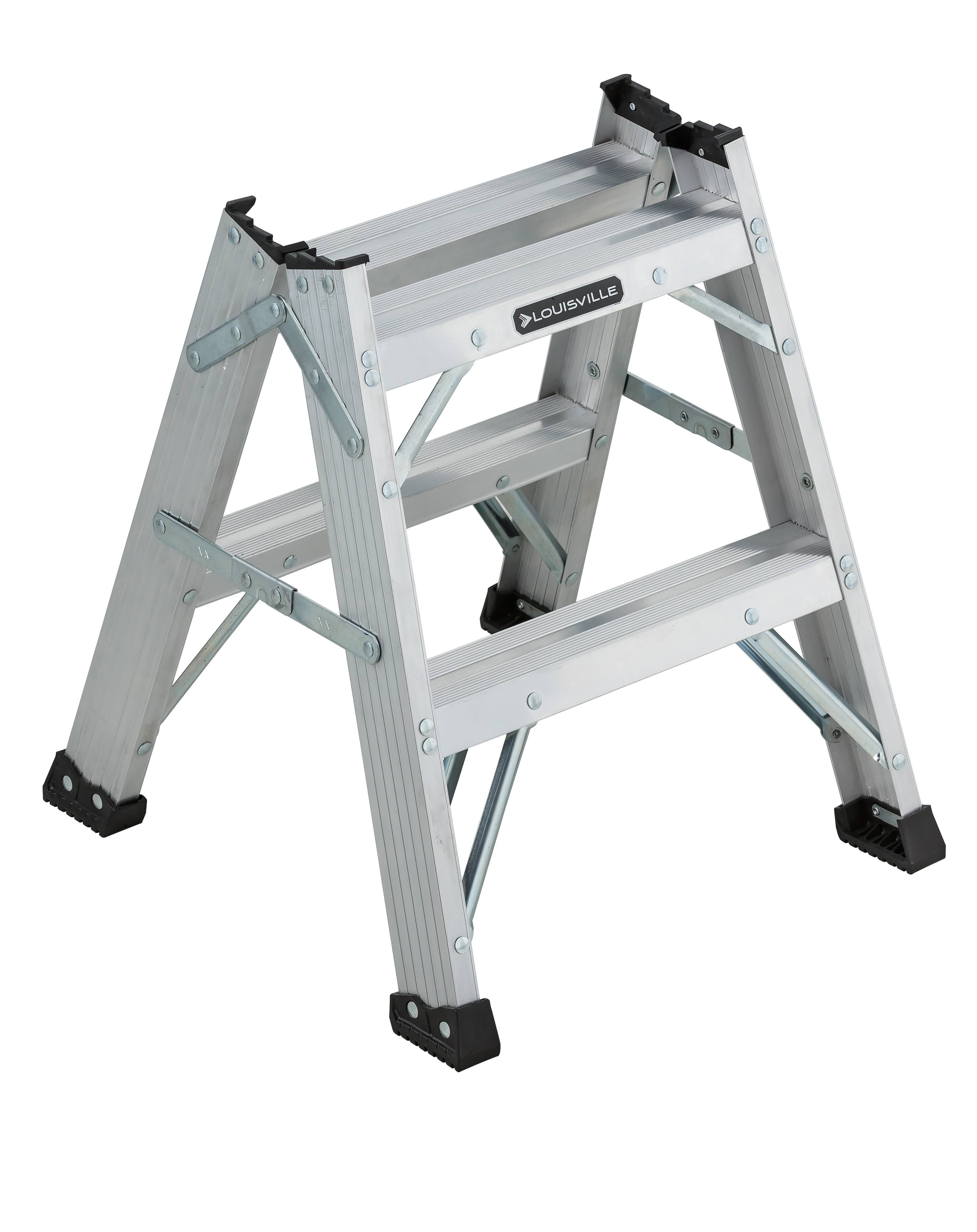 Louisville Ladder L-2433-02 Aluminum Twin Front Step Stool, 375-pound Load Capacity