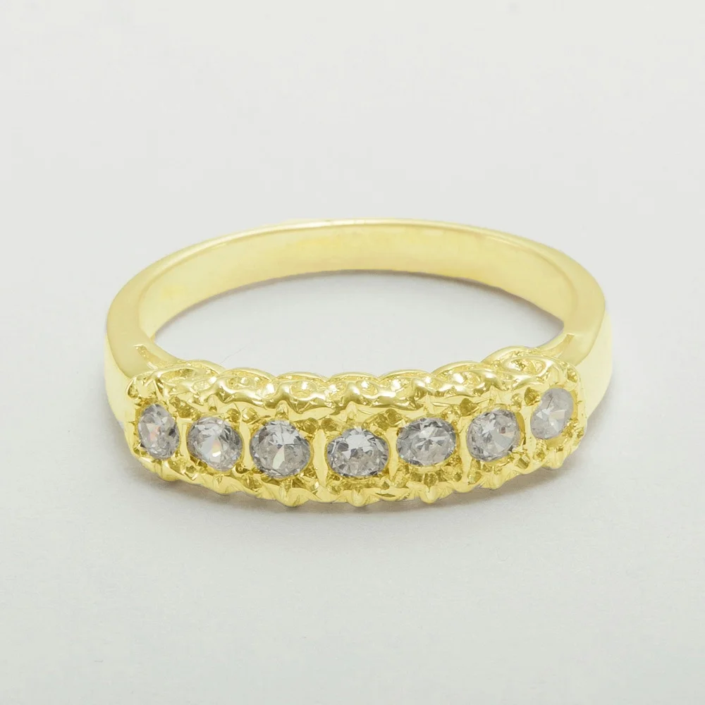 LBG British Made 14k Yellow Gold Natural Diamond Womens Eternity Ring - 33 size options - Size 10