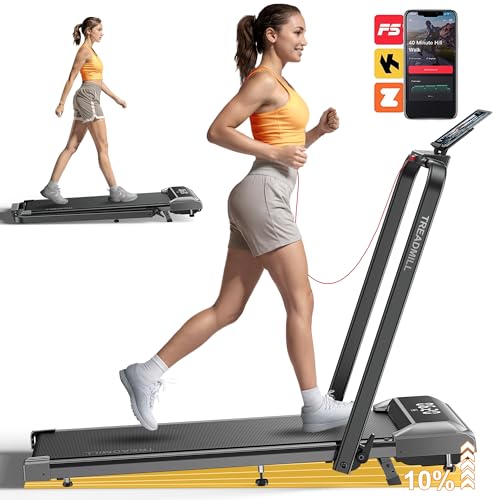 Walking Pad Treadmill with Incline, 2 in 1 Foldable Treadmills for Home Small Office, 300lbs Portable Compact Under Desk Treadmill with App