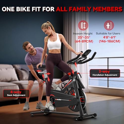 Exercise Bike, WENOKER Stationary Bike for Home, Indoor Bike with Whisper Quiet, Heavy Flywheel and Upgraded Digital Display