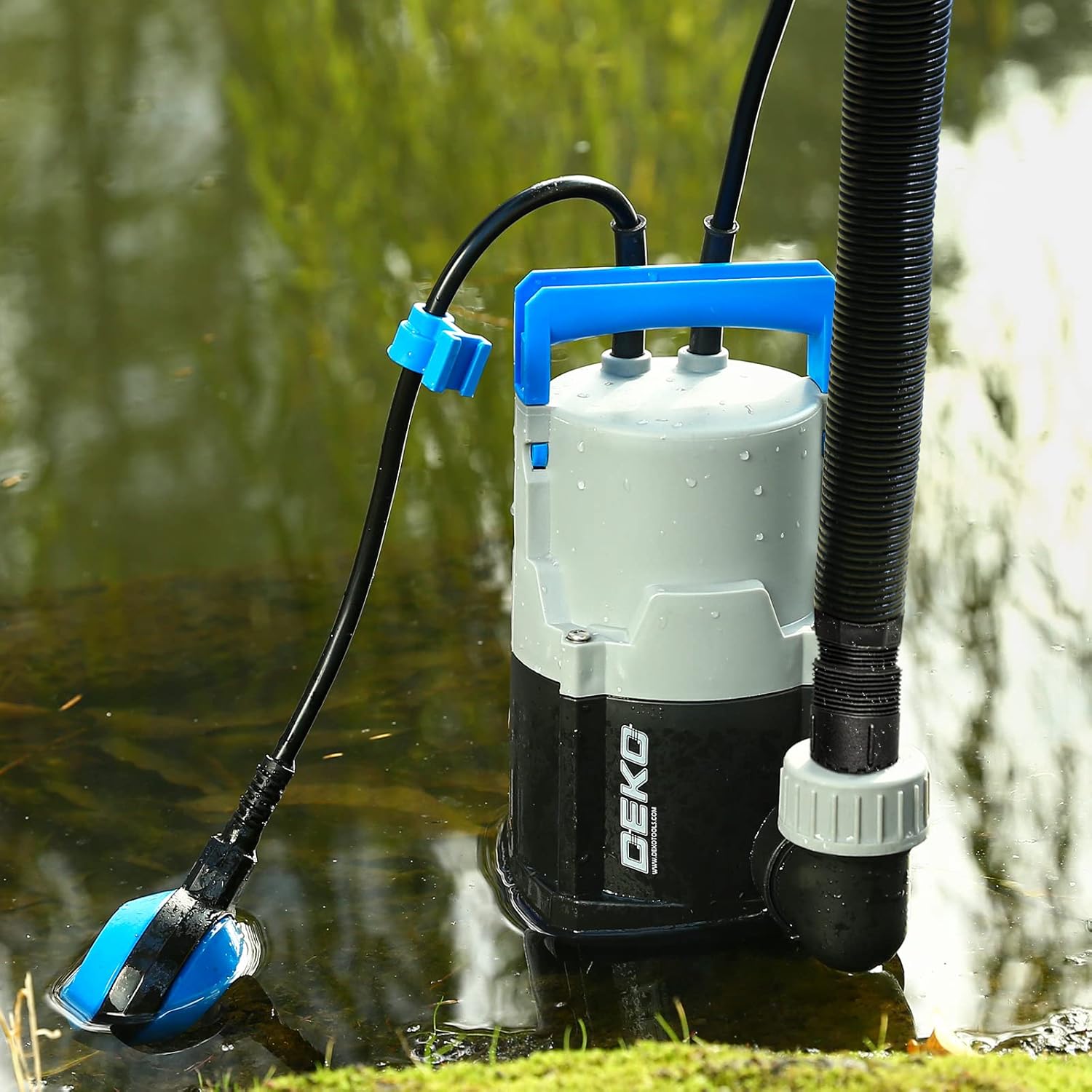 DEKOPRO 400W 1/2HP Sump Pump 1981GPH Submersible Pump Clean/Dirty Water Pump Swimming Pool Garden Tub Pond Flood Drain w/Float Switch and Long 16ft