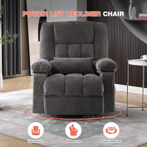 Power Lift Recliner Chair with Vibration Massage and Lumbar Heating for Elderly