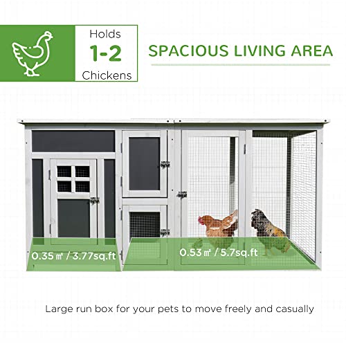 Spacious and Durable Outdoor Chicken Coop with Nesting Box and Run Area, Waterproof Roof for Safe and Comfortable Living, Gray