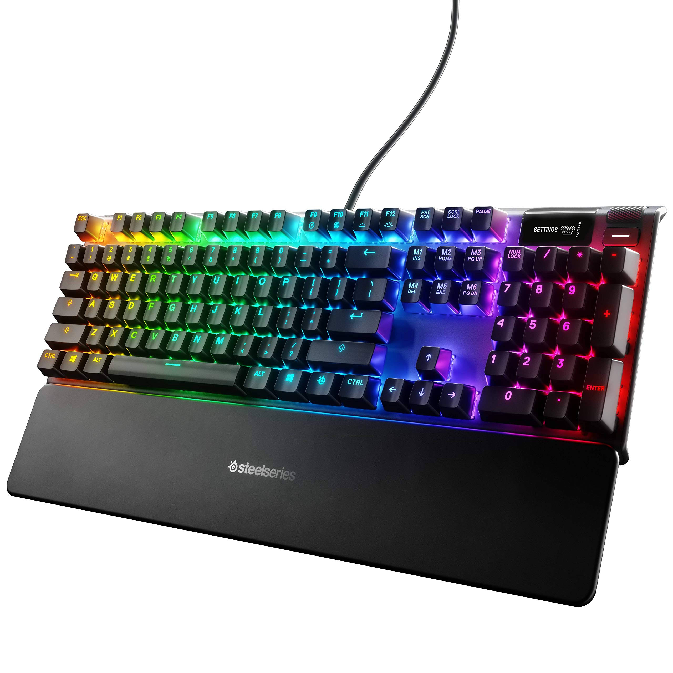 SteelSeries Apex 7 Mechanical Gaming Keyboard - OLED Smart Display - USB Passthrough and Media Controls - Linear and Quiet - RGB
