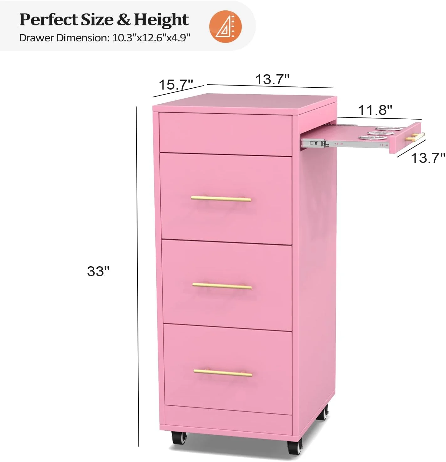 OmySalon Wood Salon Trolley Cart with Wheels, Hair Cart Mobile Storage Cabinet, Hairdressing Styling Tools Organizer