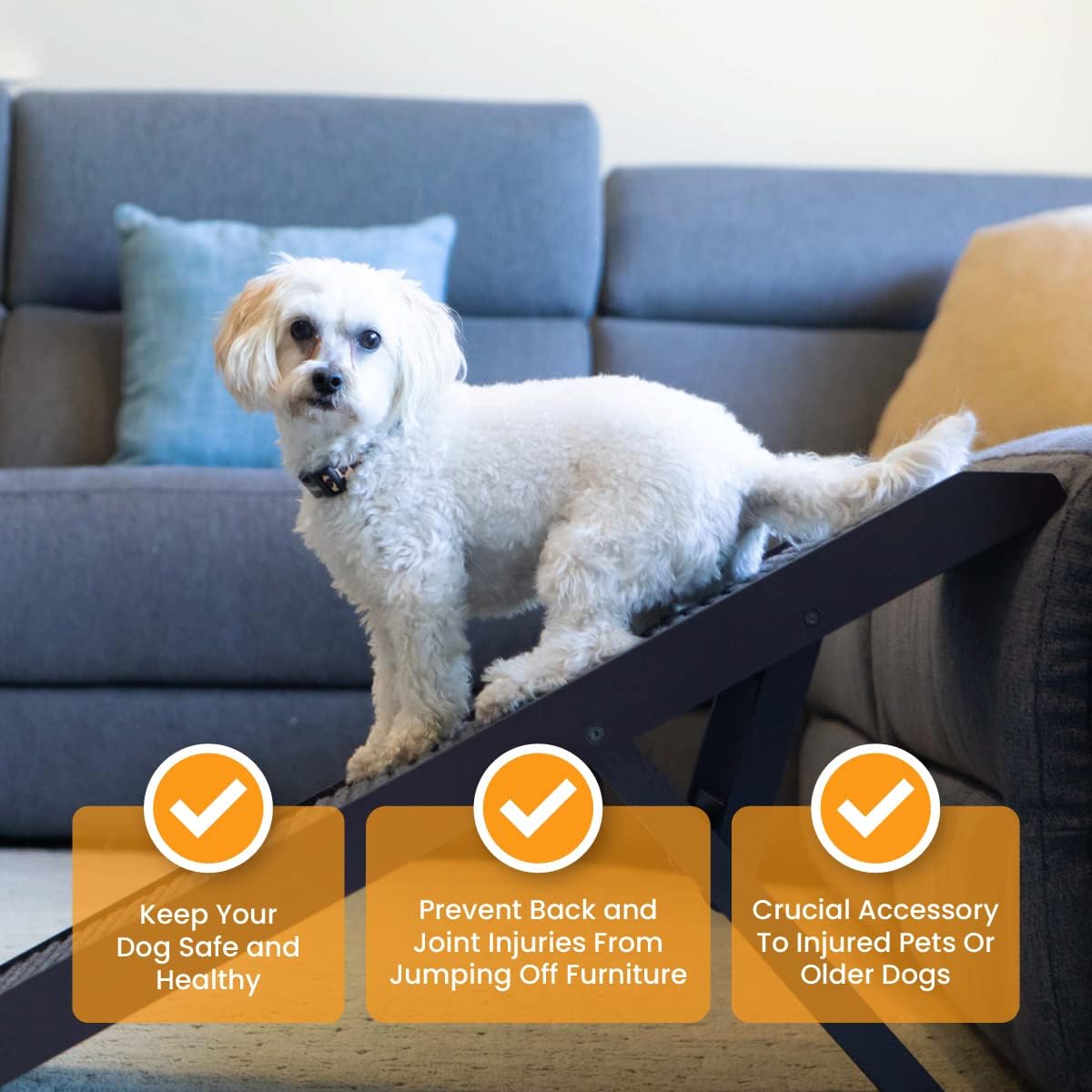 Adjustable Dog Ramp - Folding Dog Ramp for Bed or Couch - Pet Ramp for Small, Medium, and Large Dogs and Cats