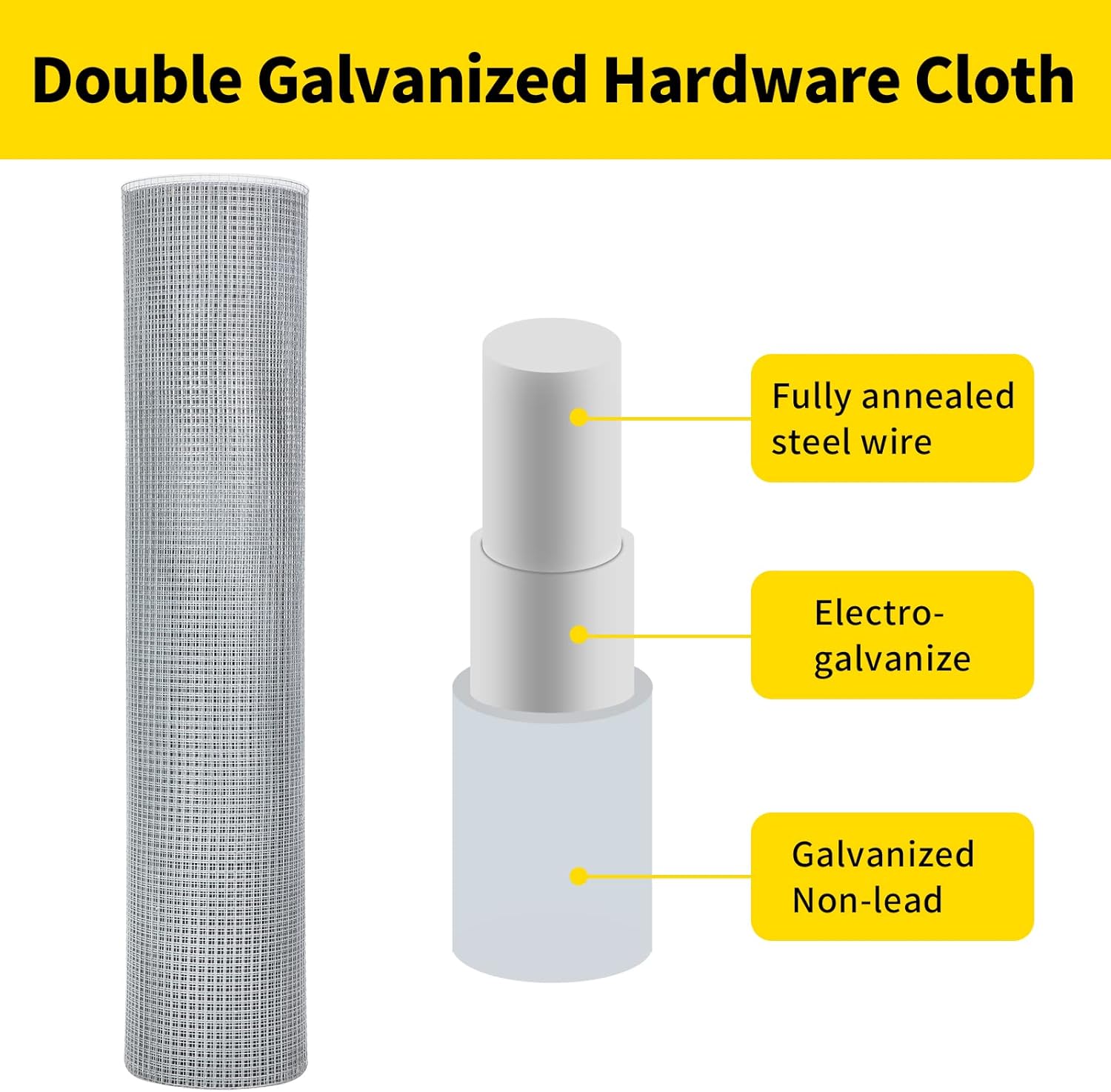 Hardware Cloth Chicken Wire Mesh Galvanized Wire Mesh 48inx100ft 19 Gauge Heavy Duty Galvanized Wire Fence Chicken Fence for Chicken Poultry Coop